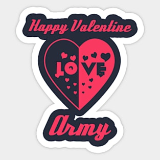 Heart in Love to Valentine Day Army Sticker